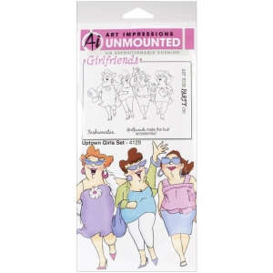 Art Impressions Girlfriends Umounted Rubber Stamps - Uptown Girls Set