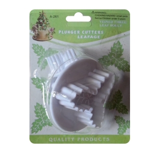 Plastic Fondant Cutter Set with Patterns - Holly Leaves