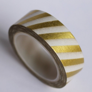 Stripes - White and Gold - Japanese Washi Tape