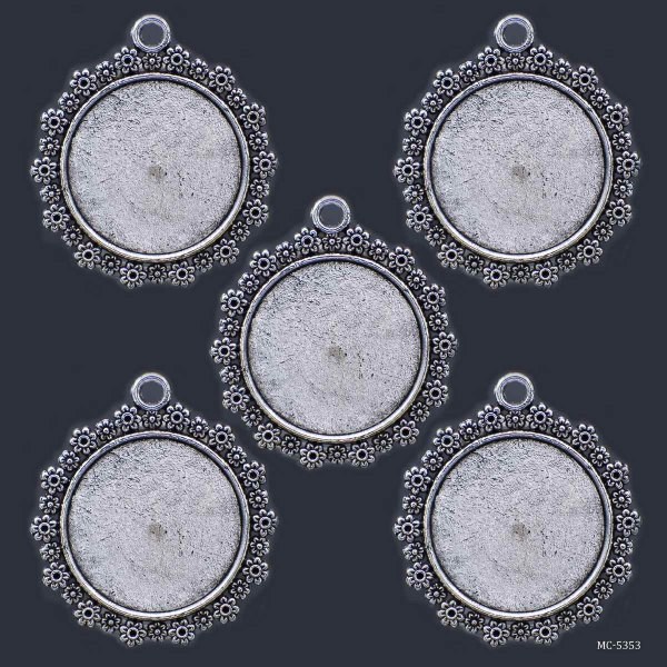 Metal Circle Bezels or Pendants (Pack of 5 pcs) (MC-5353)