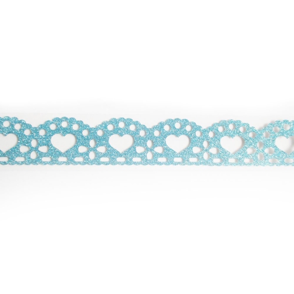 Decorative Glitter Tape - Hearts (Light Blue)