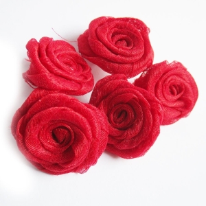 Synthetic ribbon flowers - Red (set of 10)