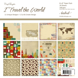 CrafTangles Scrapbook Paper Pack - I Travel the World (8"x8")