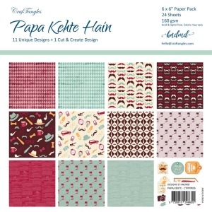 CrafTangles Scrapbook Paper Pack - Papa Kehte Hain - Dad (6"x6")