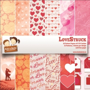 BobNBetty Scrapbook Paper Pack - Love Struck (6"x6")