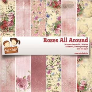 BobNBetty Scrapbook Paper Pack - Roses All Around (6"x6") - 36 sheets