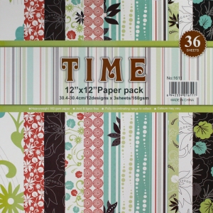 12 by 12 TIME Patterned Paper Pack - Design 1 (Set of 36 sheets)