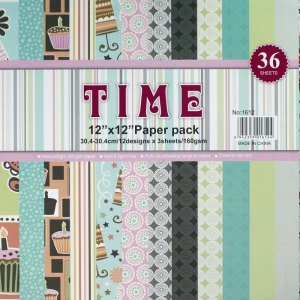 12 by 12 TIME Patterned Paper Pack - Design 2 (Set of 36 sheets)