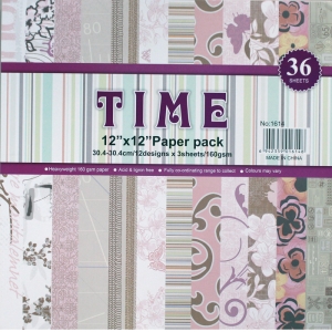 12 by 12 TIME Patterned Paper Pack - Design 4 (Set of 36 sheets)