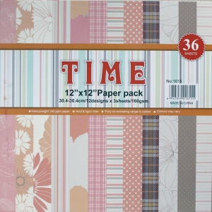 12 by 12 TIME Patterned Paper Pack - Design 5 (Set of 36 sheets)