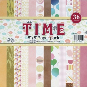 8 by 8 TIME Patterned Paper Pack - Design 2 (Set of 36 sheets)