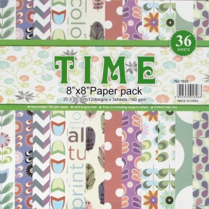 8 by 8 TIME Patterned Paper Pack - Design 4 (Set of 36 sheets)