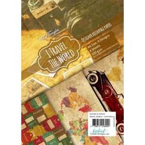 CrafTangles Decoupage Paper Pack - I Travel the World (A4) - 4 sheets