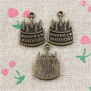 Birthday cake Metal Charms (Set of 10 pcs)