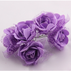 Foam Roses with Net - Purple (Set of 12 roses)