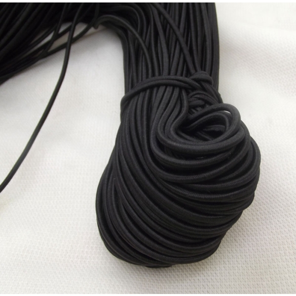 3 mm round Elastic Cord (15 meters) - Black