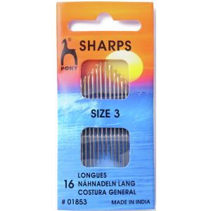 Pony Gold Eye Sharps Sewing Needle Range - Size 3/9