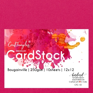 CrafTangles Premium cardstock 12" by 12" (250 gsm) (Set of 10 sheets) - Bougainvillea