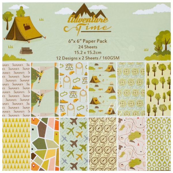 6" by 6" Scrapbook paper pack - Adventure Time (Set of 24 sheets)