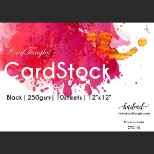 CrafTangles Black cardstock (Set of 10 sheets) - 12" by 12" (250 gsm)