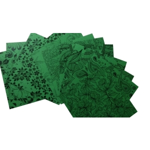 CrafTangles Cardstock Pack - Florals (Green) - 12" by 12" (250 gsm)