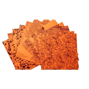 CrafTangles Cardstock Pack - Florals (Orange) - 12" by 12" (250 gsm)