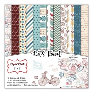 Lets Travel Scrapbook Paper (Pack of 24 sheets) - 6 by 6 inch