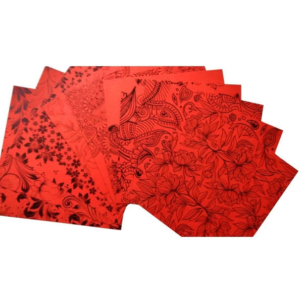 CrafTangles Cardstock Pack - Florals (Red) - 12" by 12" (250 gsm)