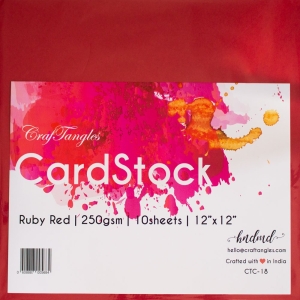 CrafTangles cardstock 12" by 12" (250 gsm) (Set of 10 sheets) - Ruby Red