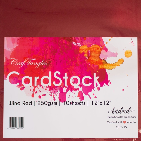 CrafTangles cardstock 12" by 12" (250 gsm) (Set of 10 sheets) - Wine Red