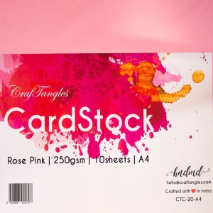 CrafTangles cardstock A4 (250 gsm) (Set of 10 sheets) - Rose Pink