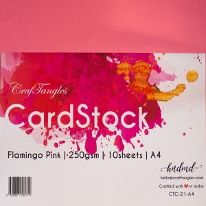 CrafTangles cardstock A4 (250 gsm) (Set of 10 sheets) - Flamingo Pink