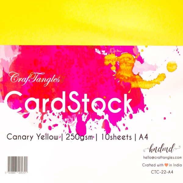 CrafTangles cardstock A4 (250 gsm) (Set of 10 sheets) - Canary Yellow