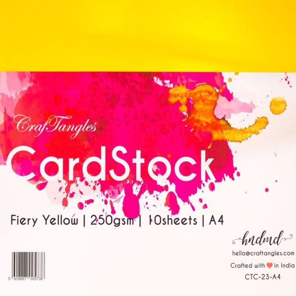 CrafTangles cardstock A4 (250 gsm) (Set of 10 sheets) - Fiery Yellow