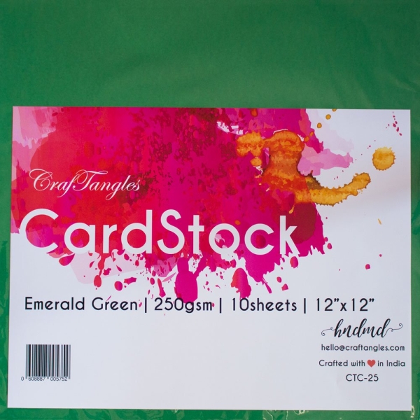 CrafTangles cardstock 12" by 12" (250 gsm) (Set of 10 sheets) - Emerald Green