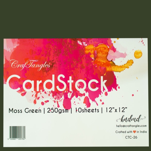 CrafTangles cardstock 12" by 12" (250 gsm) (Set of 10 sheets) - Moss Green