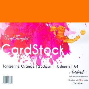 CrafTangles cardstock A4 (250 gsm) (Set of 10 sheets) - Tangerine Orange