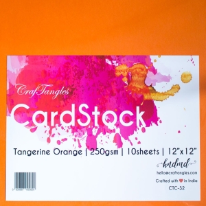 CrafTangles cardstock 12" by 12" (250 gsm) (Set of 10 sheets) - Tangerine Orange