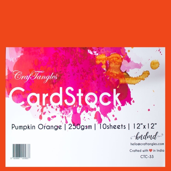 CrafTangles cardstock 12" by 12" (250 gsm) (Set of 10 sheets) - Pumpkin Orange