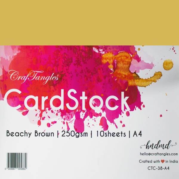 CrafTangles cardstock A4 (250 gsm) (Set of 10 sheets) - Beachy Brown