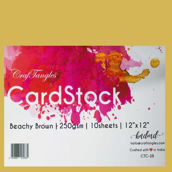 CrafTangles cardstock 12" by 12" (250 gsm) (Set of 10 sheets) - Beachy Brown