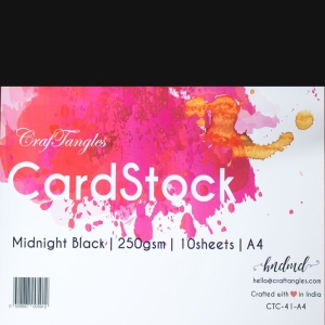 CrafTangles cardstock A4 (250 gsm) (Set of 10 sheets) - Midnight Black