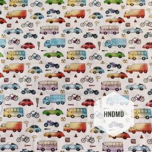 Printed Fabric - Multicolor Vehicles