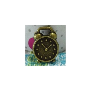 Simple alarm clock metal charms - pack of 10