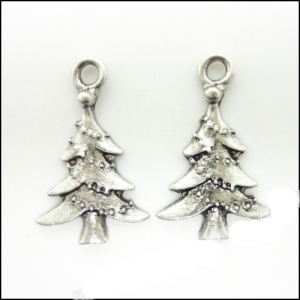 Christmas Tree metal charms - pack of 10