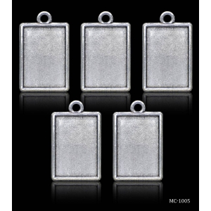 Metal Rectangle Bezels or Pendants (Pack of 5 pcs)