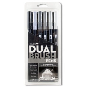 Tombow dual brush pen (Set of 6) - Grayscale