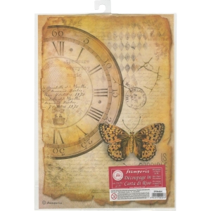 Stamperia Rice Paper A4 - Mixed media Clock and Butterfly