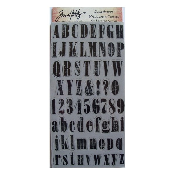 Tim Holtz Cling Stamps - Mini Worn Text