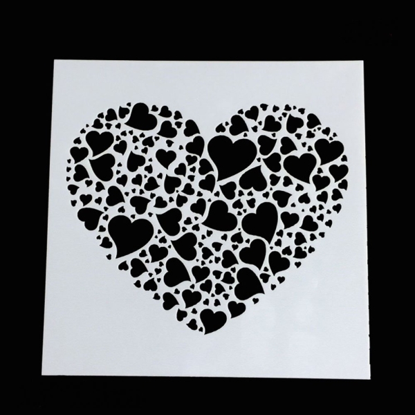 Stencil - Hearts (5 by 5 inch)